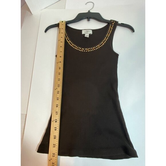 Ann Taylor Loft Petites Brown Tank Top with Scoop Neckline Beading Women’s XXSP - Picture 7 of 7